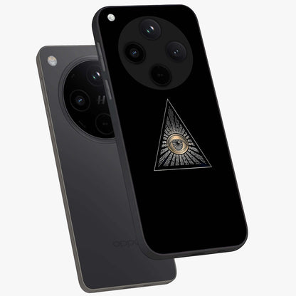 Illuminati Evil Glass Case displayed in angled mockup highlighting dark occult inspired design with bold aesthetic style.