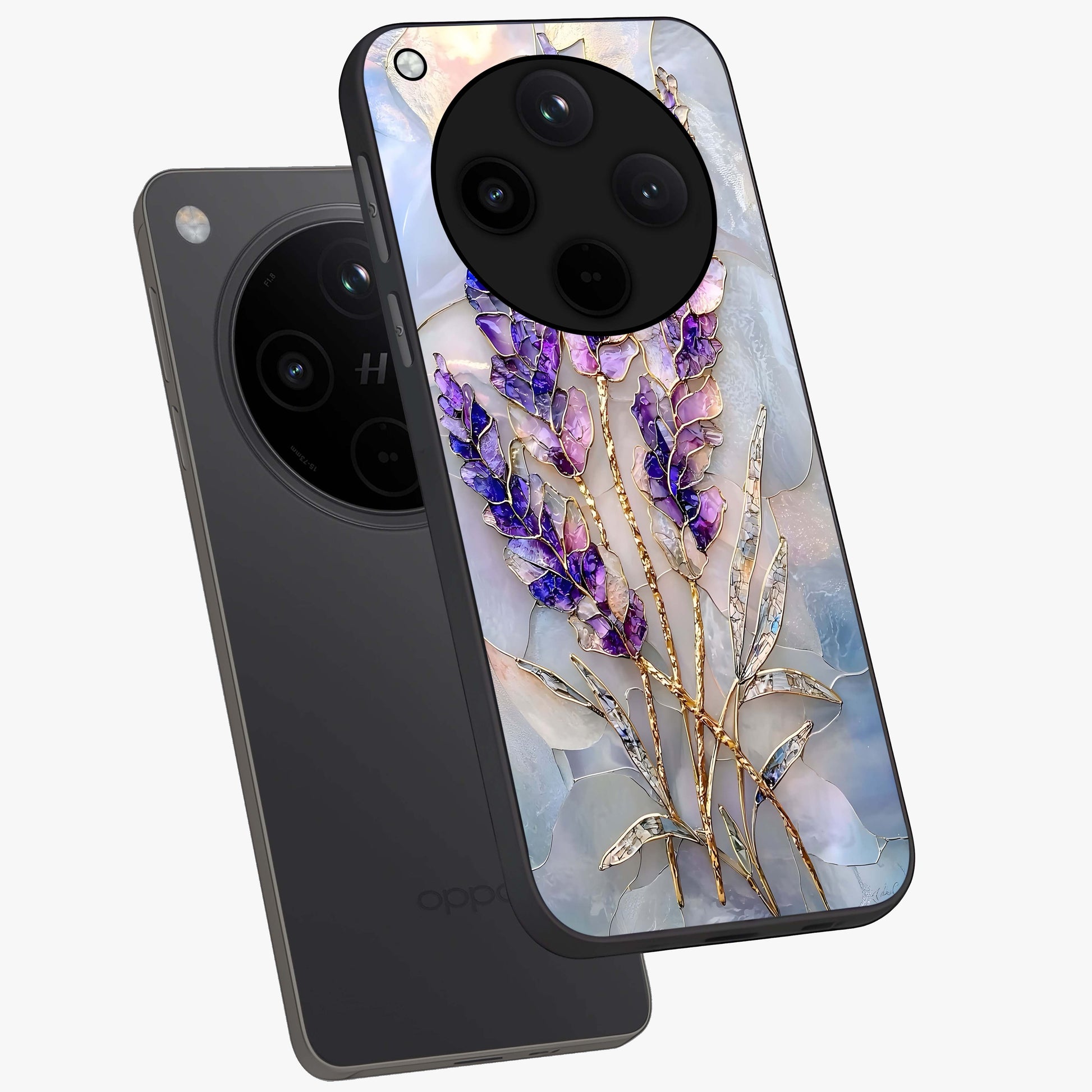 Lavender Dream Glow Glass Case displayed in angled mockup highlighting dreamy purple glow design with soft artistic style.