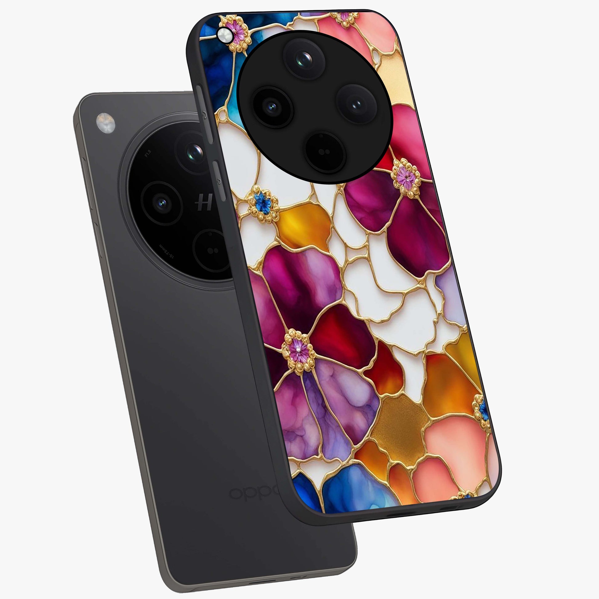 Marble Flower Pattern Glass Case displayed in angled mockup highlighting elegant marble floral design with modern aesthetic.