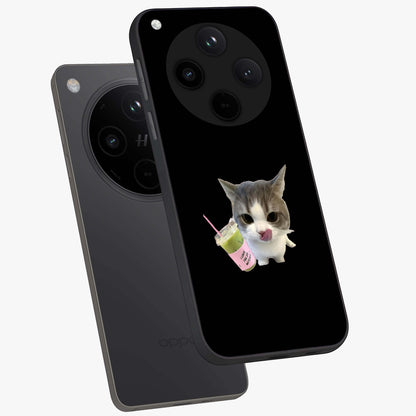 Matcha Cat Style Glass Case displayed in angled mockup highlighting playful feline design with pastel matcha aesthetic.