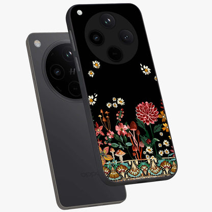 Midnight Bloom Pattern Glass Case displayed in angled mockup highlighting elegant flower design with midnight aesthetic style.