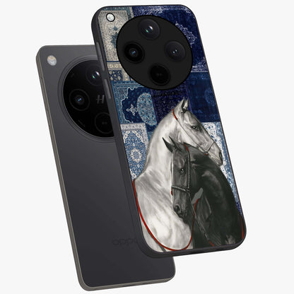 Midnight Stallion Blues Glass Case displayed in angled mockup highlighting powerful stallion illustration with deep midnight tones.