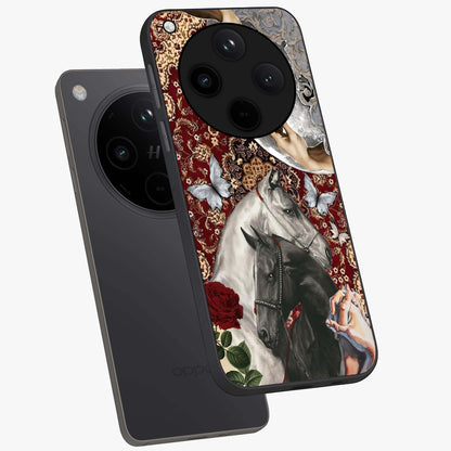 Moonlit Royal Stallion Glass Case displayed in angled mockup highlighting powerful stallion illustration with royal night aesthetic.