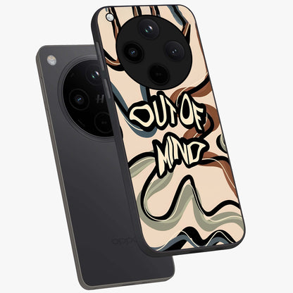 Out Of Mind Glass Case displayed in angled mockup highlighting bold statement design with modern artistic aesthetic.