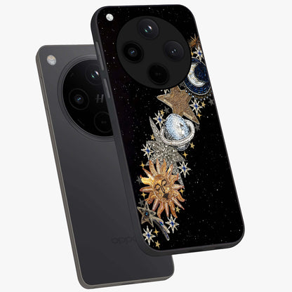 Pearls Universe Object Glass Case displayed in angled mockup highlighting celestial pearl design with dreamy aesthetic.