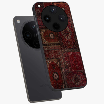Persian Velvet Tale Glass Case displayed in angled mockup highlighting ornate textile inspired design with royal aesthetic.