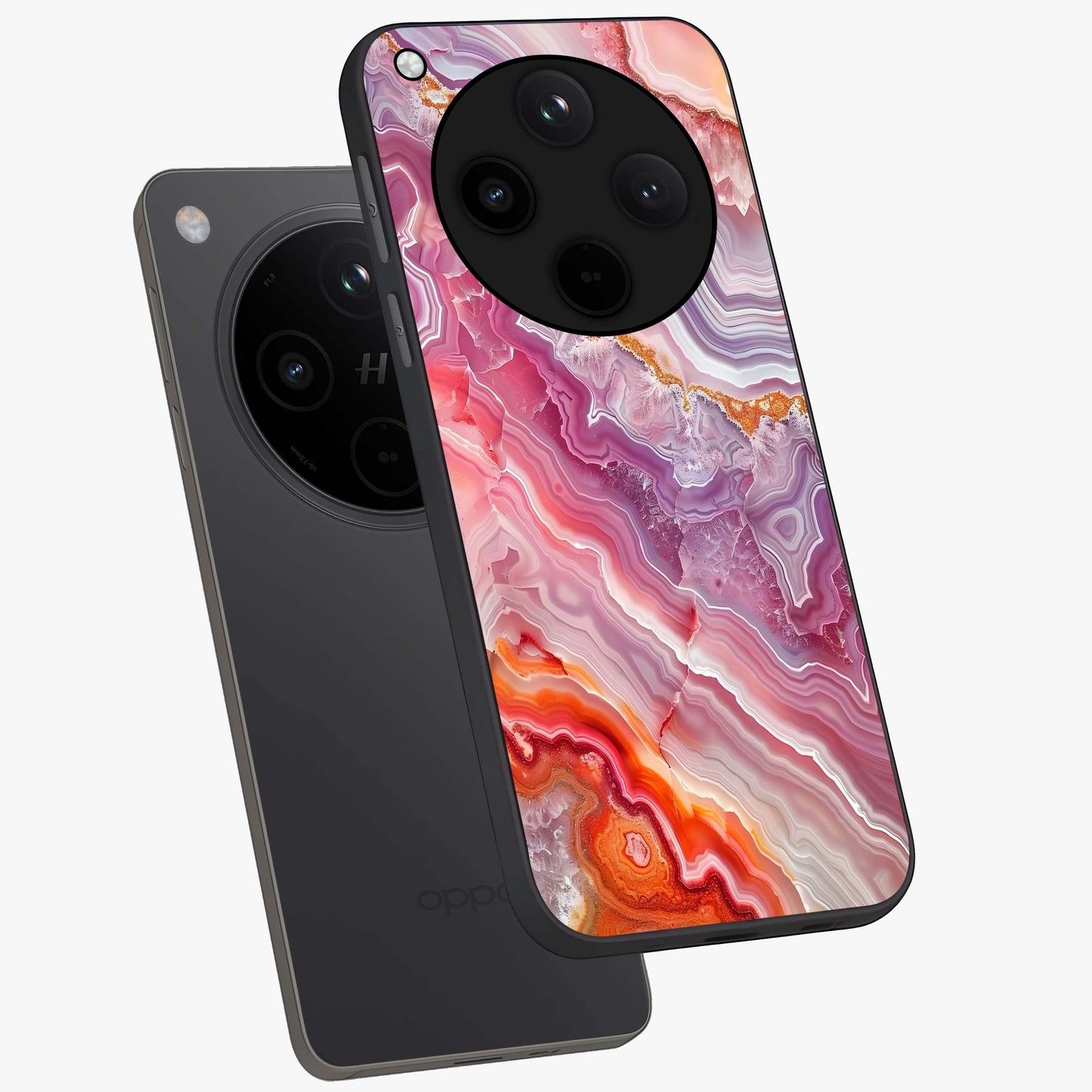 Rose Quartz Marble Glass Case displayed in angled mockup highlighting elegant marble pattern with soft aesthetic style.
