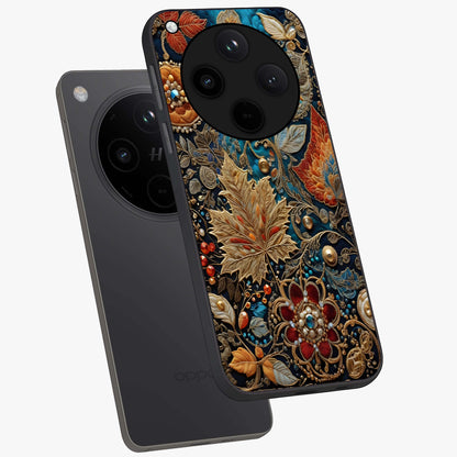Royal Jewel Garden Glass Case displayed in angled mockup highlighting vibrant jewel inspired floral design with elegant aesthetic.