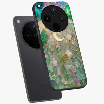 Stained Sunrise Glow Glass Case displayed in angled mockup highlighting radiant sunrise design with artistic aesthetic style.