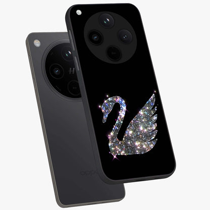Starlit Swan Grace Glass Case displayed in angled mockup highlighting elegant swan illustration with dreamy celestial aesthetic.