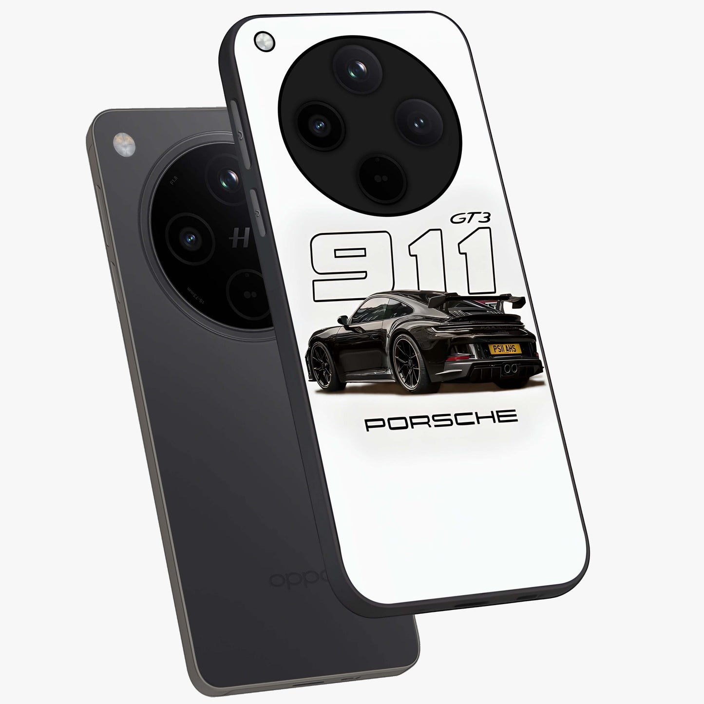 Turbo Legacy Icon Glass Case displayed in angled mockup highlighting dynamic automotive design with performance aesthetic.