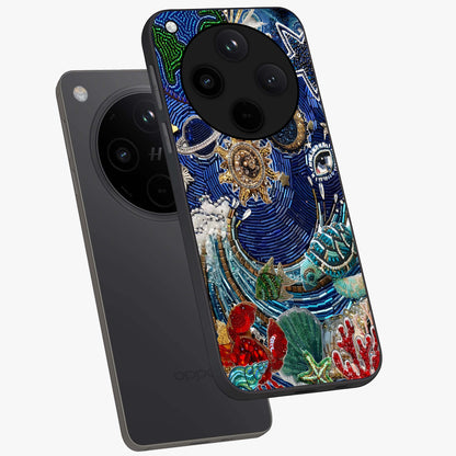 Universe Underwater Spark Glass Case displayed in angled mockup highlighting glowing aquatic design with celestial aesthetic.