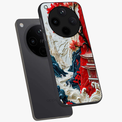 Whispers Of Sakura Waves Glass Case displayed in angled mockup highlighting flowing sakura design with soft floral aesthetic.