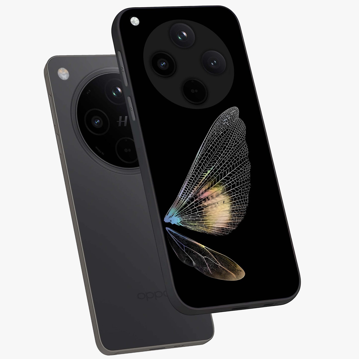Whispers Of Wings Glass Case displayed in angled mockup highlighting soft feather design with celestial aesthetic style.