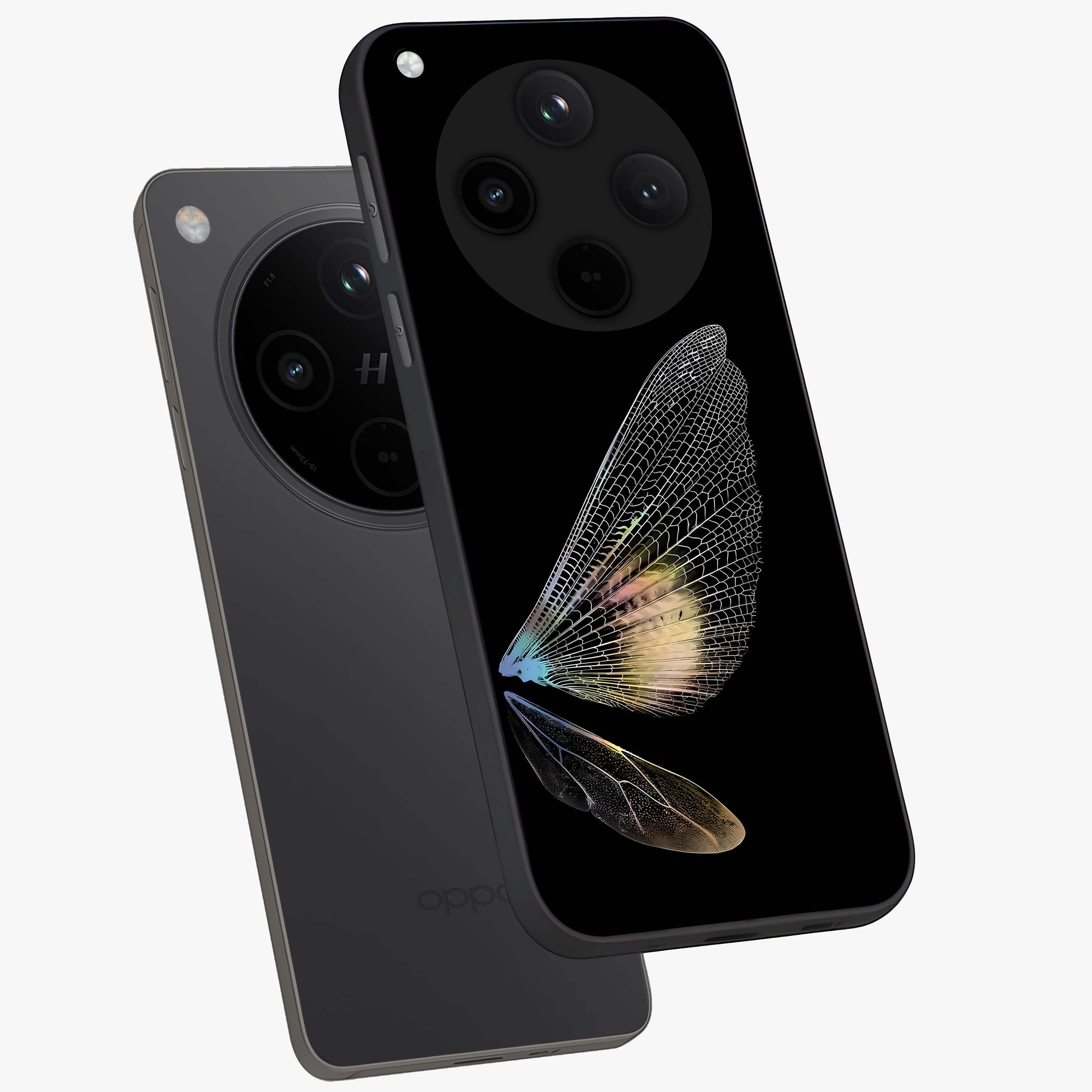 Whispers Of Wings Glass Case displayed in angled mockup highlighting soft feather design with celestial aesthetic style.