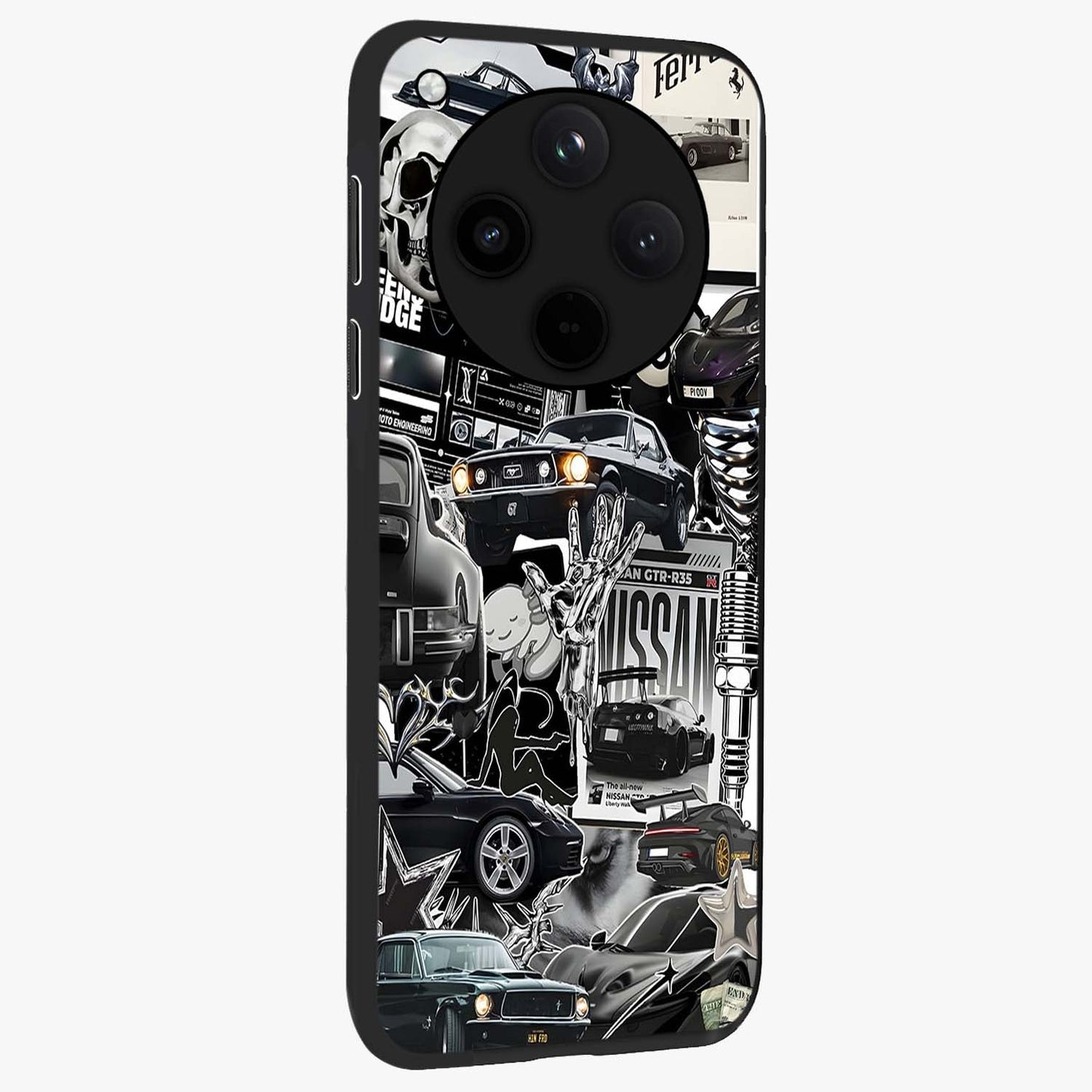 Aesthetic Dark Love Glass Case upright view showcasing dramatic romantic artwork with modern aesthetic style.