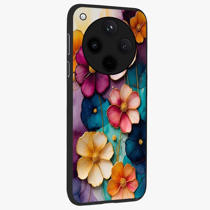 Artlyn Grace Flower Pattern Glass Case upright view showcasing graceful floral artwork with aesthetic botanical style.