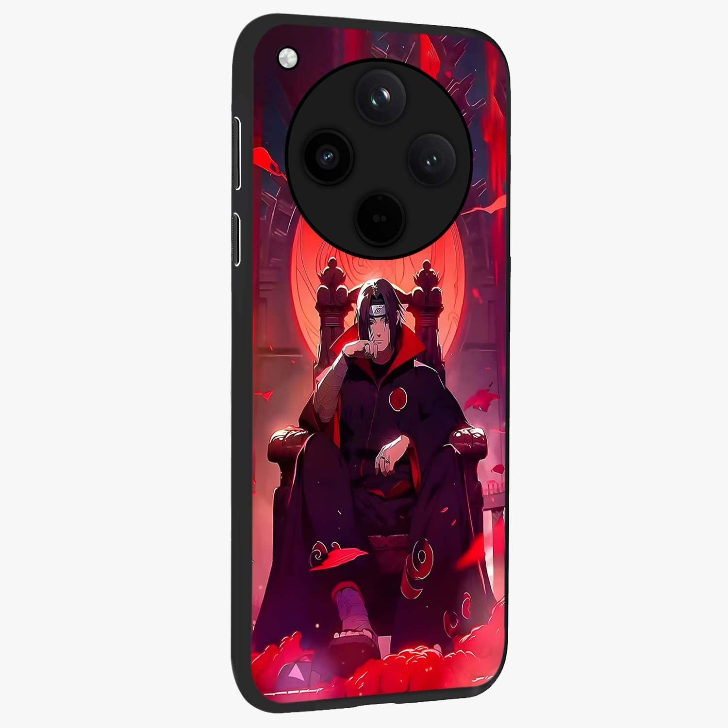 Blood Moon Sovereign Glass Case upright view showcasing powerful moon inspired artwork with cosmic aesthetic style.
