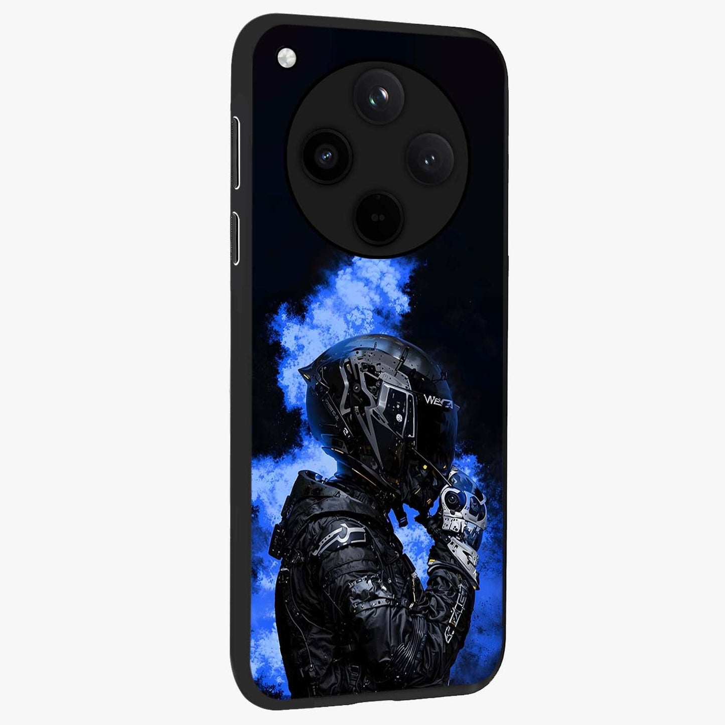 Cyber Sentinel Protocol Glass Case upright view showcasing advanced cyber sentinel artwork with futuristic tech theme.