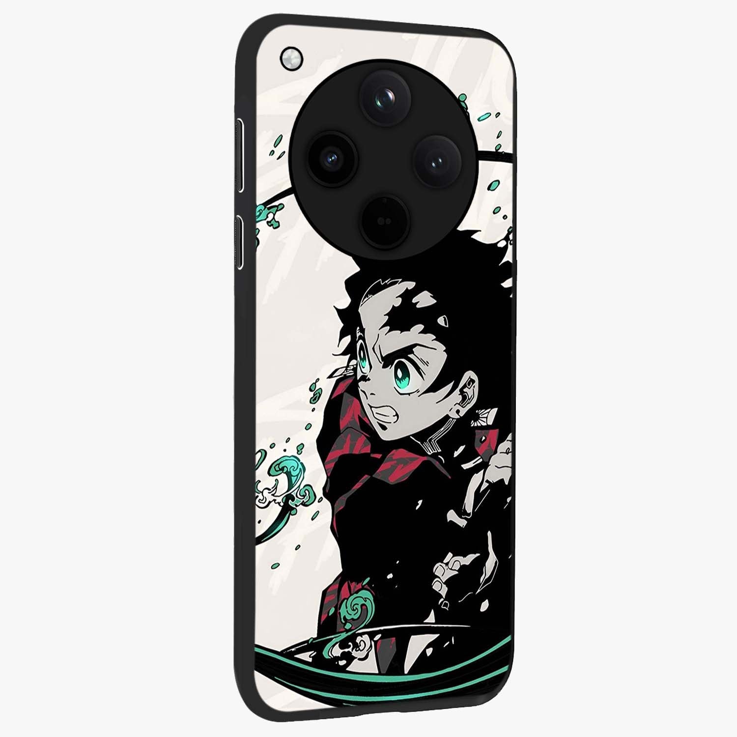 Demon Slayer Glass Case upright view showcasing powerful anime artwork with intense warrior theme.