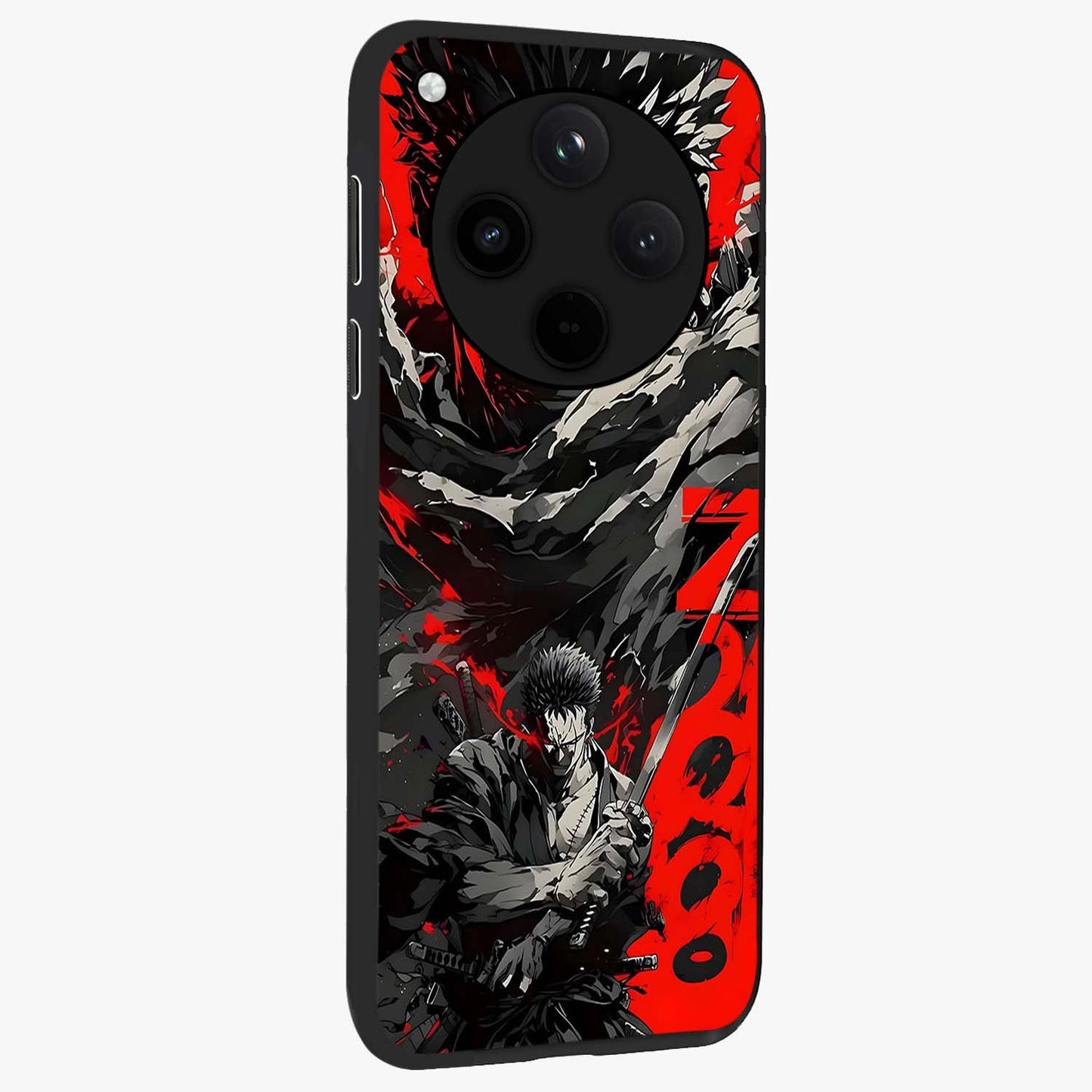 Demon Sword Resolve Glass Case upright view showcasing dramatic warrior artwork with intense battle theme.