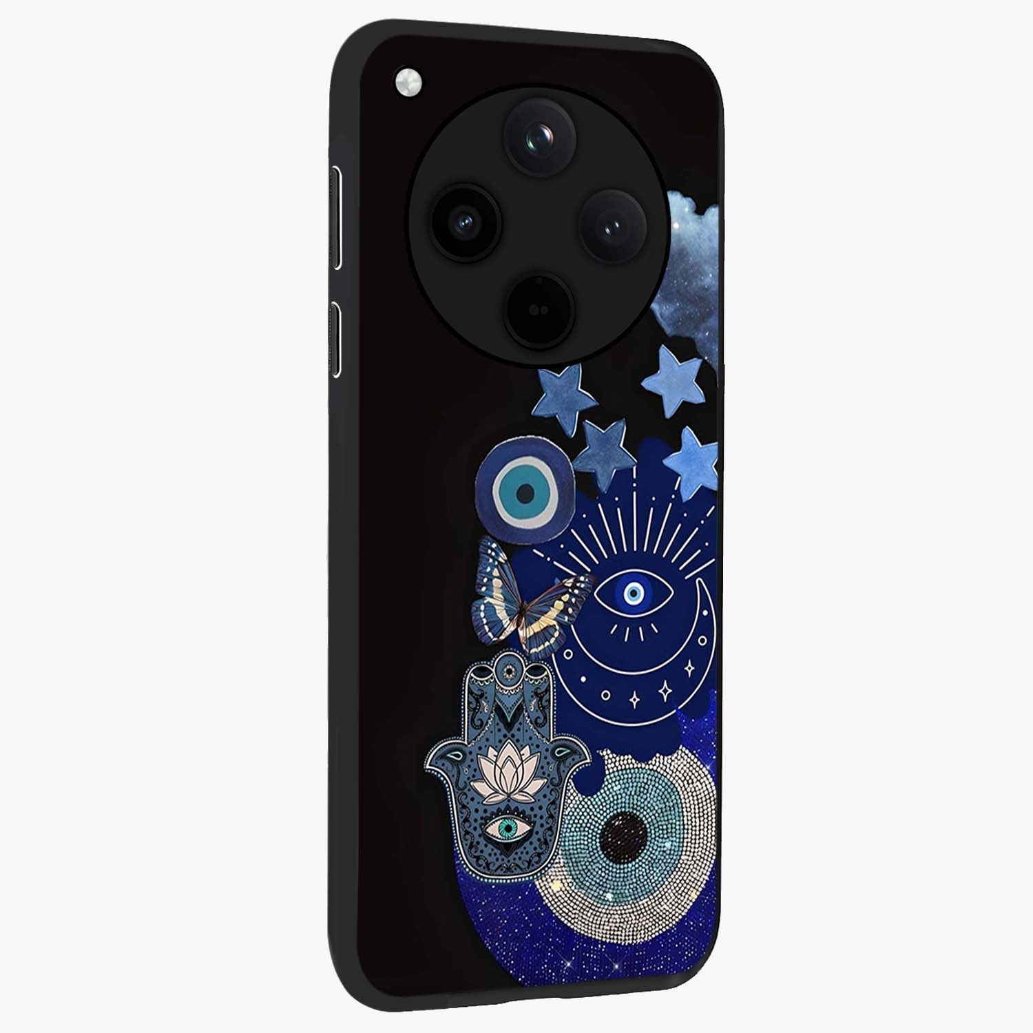 Galactic Charm Cluster Glass Case upright view showcasing glowing cosmic charm artwork with magical celestial style.