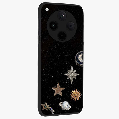 Galactic Charm Glow Glass Case upright view showcasing glowing cosmic charm artwork with magical celestial style.
