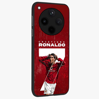 Goal Celebration Legacy Glass Case upright view showcasing dynamic football inspired artwork with victory celebration aesthetic.