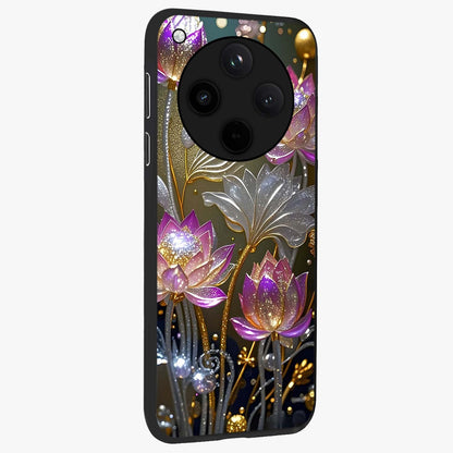 Golden Floral Majesty Glass Case upright view showcasing majestic floral artwork with rich decorative theme.