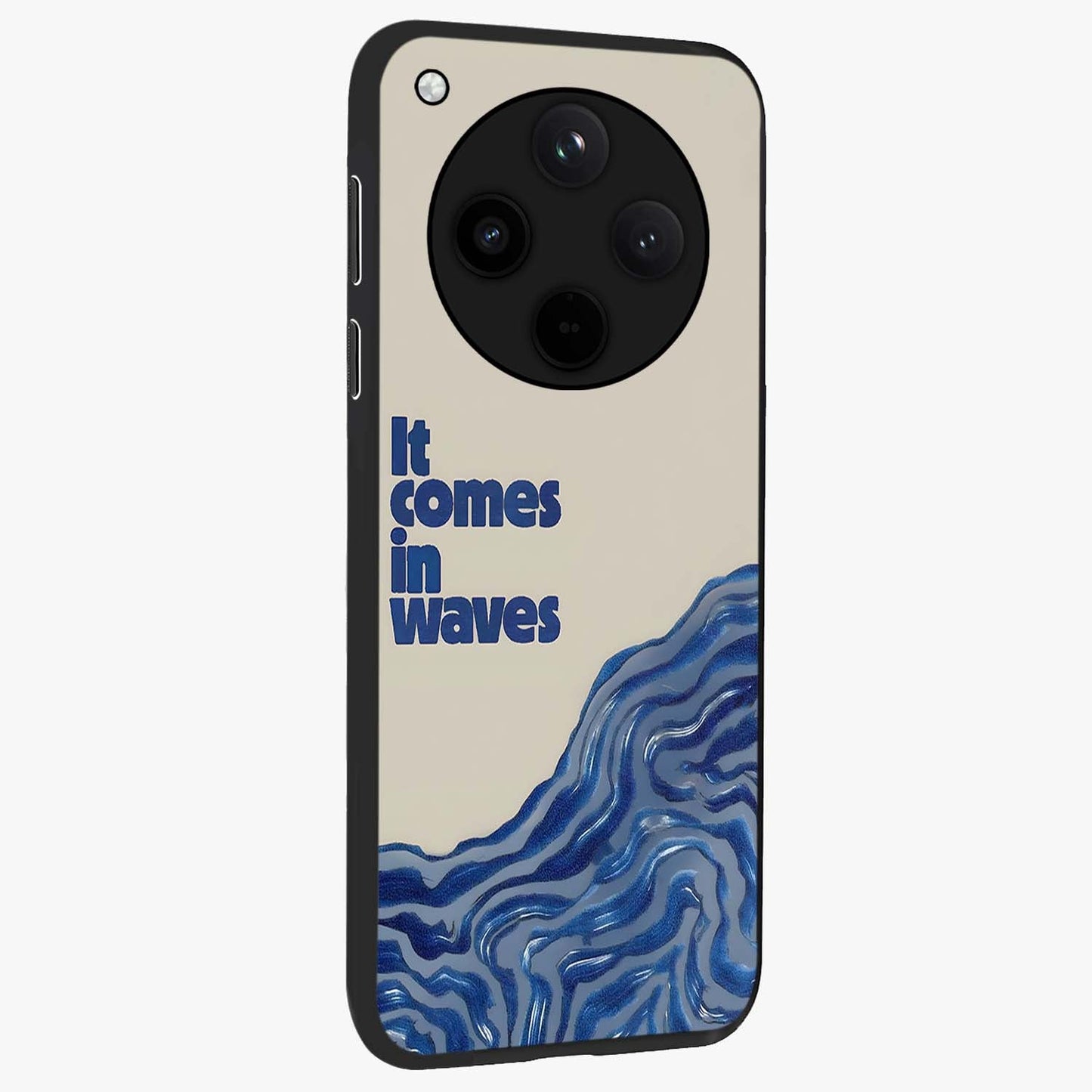 Itachi Sharingan Glass Case upright view showcasing intense anime eye artwork with bold character theme.