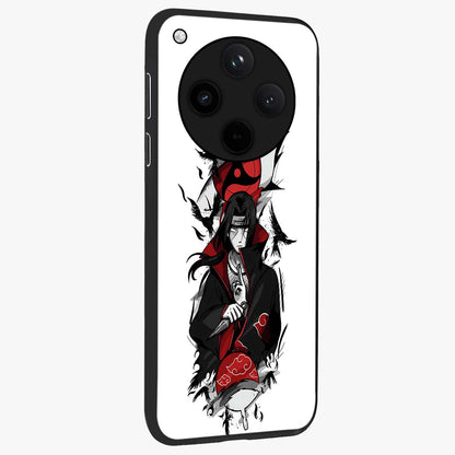 Itachi Limited Edition Naruto Anime Glass Case upright view showcasing intense anime artwork with powerful character theme.