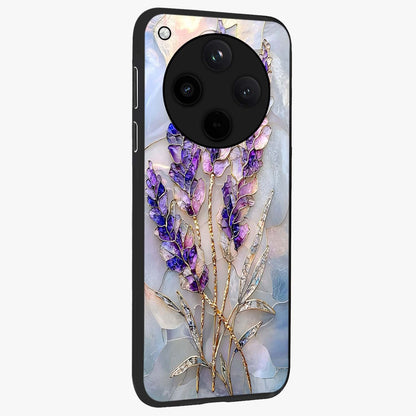Lavender Dream Glow Glass Case upright view showcasing radiant lavender glow artwork with calming dreamy theme.