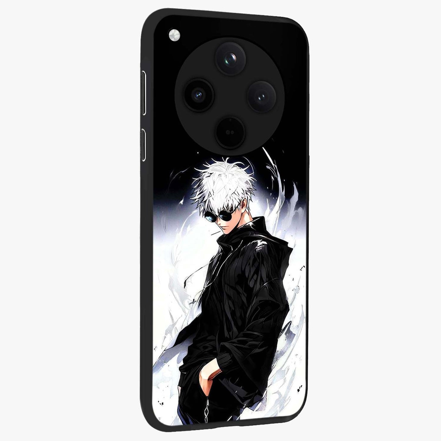 Limitless Shadow King Glass Case upright view showcasing bold shadow warrior artwork with epic fantasy theme.