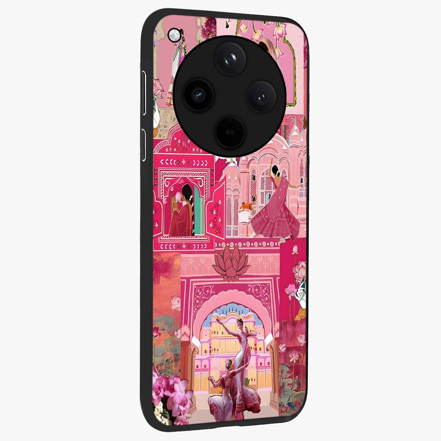 Pink Palace Muse Glass Case upright view showcasing artistic palace artwork with graceful royal theme.
