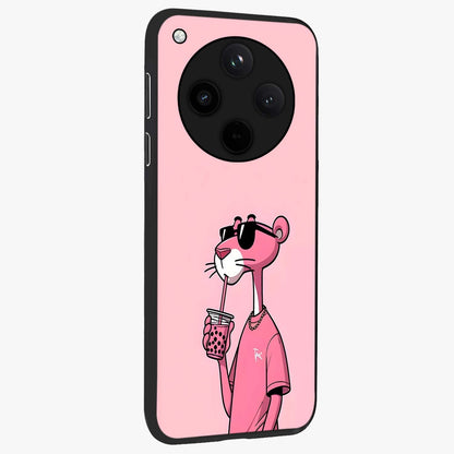 Pink Panther Glass Case upright view showcasing fun animated artwork with stylish retro cartoon theme.