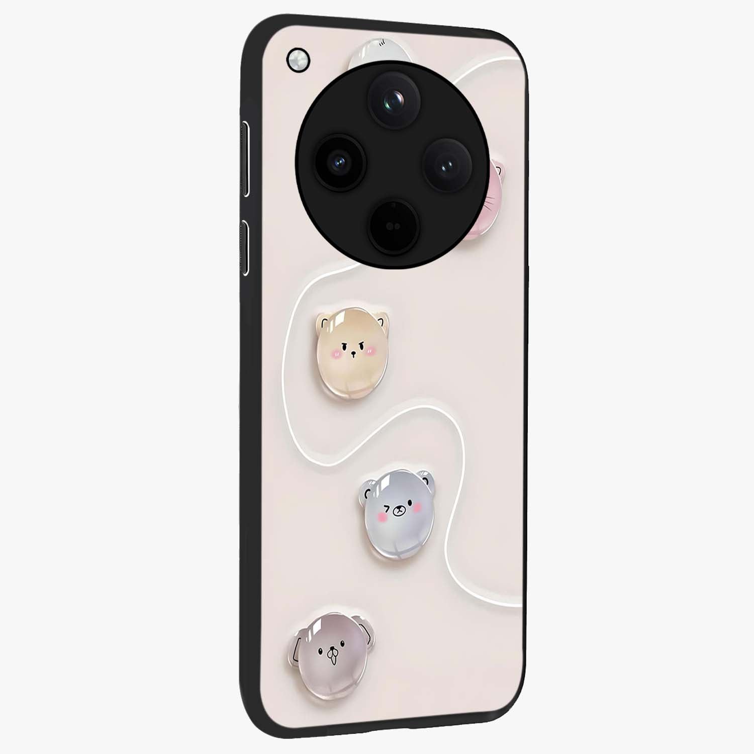 Puffy Face Parade Glass Case upright view showcasing adorable character artwork with cheerful animated theme.