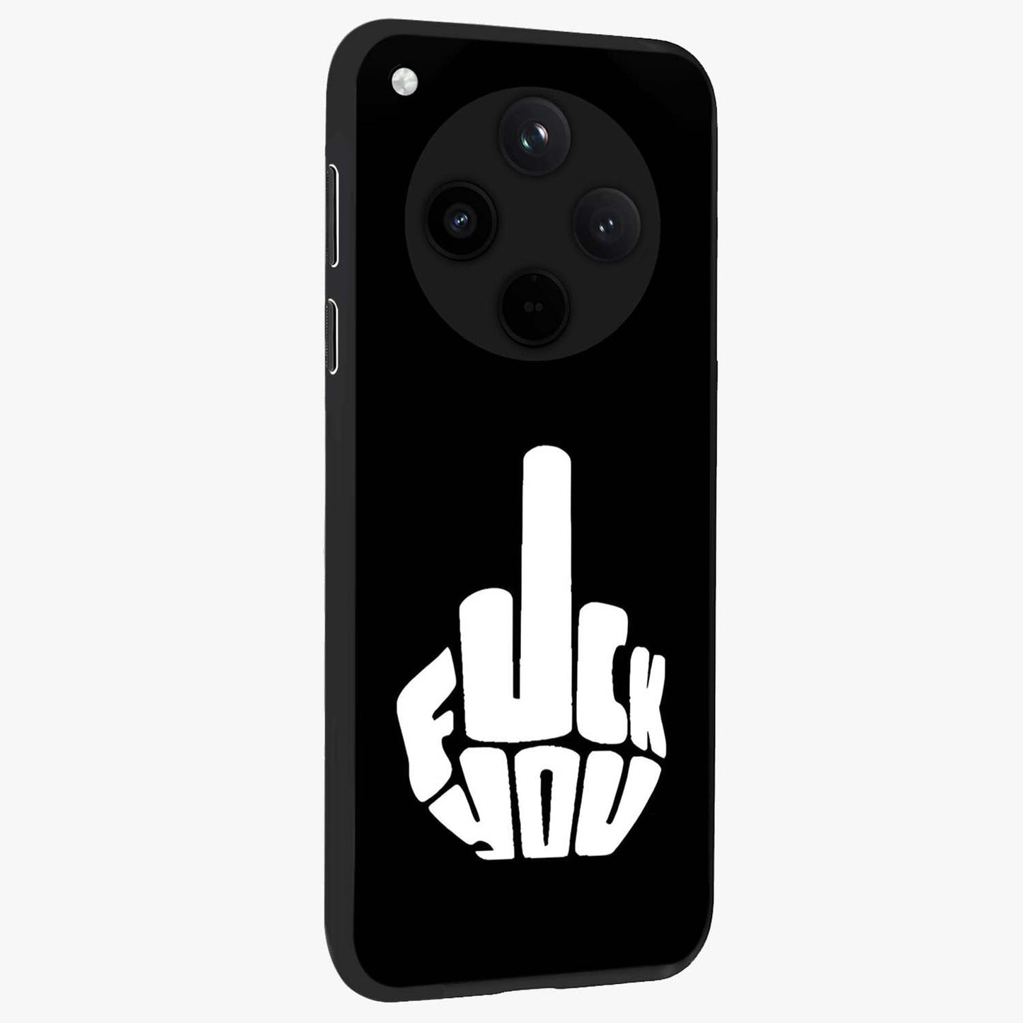 Rebel Mode On Glass Case upright view showcasing striking statement artwork with bold rebellious theme.