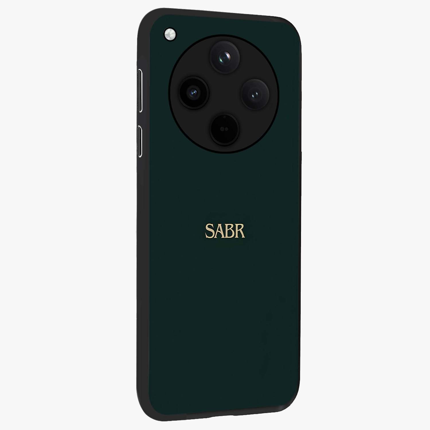 Sabr Minimal Patience Glass Case upright view showcasing calm minimalist artwork with motivational patience theme.