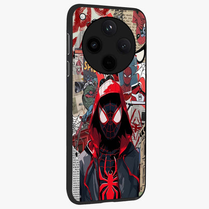 Spider Collage Street Glass Case upright view showcasing bold superhero artwork with urban street theme.