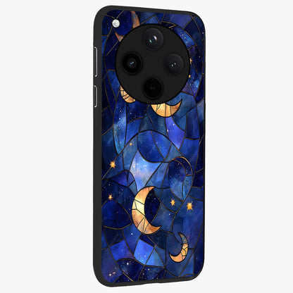 Starlit Sky Tapestry Glass Case upright view showcasing elegant starry sky artwork with cosmic decorative theme.