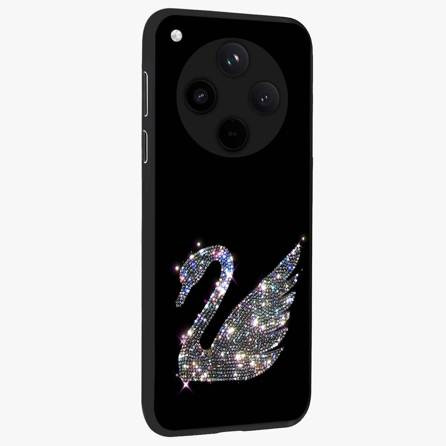 Starlit Swan Grace Glass Case upright view showcasing beautiful swan artwork with peaceful night themed design.