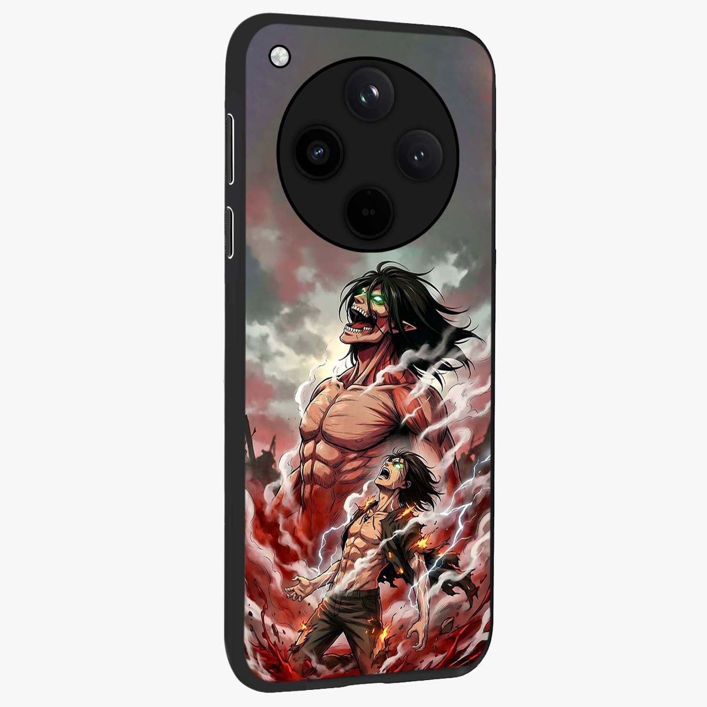 Titan Awakening Fury Glass Case upright view showcasing intense titan artwork with epic fantasy theme.