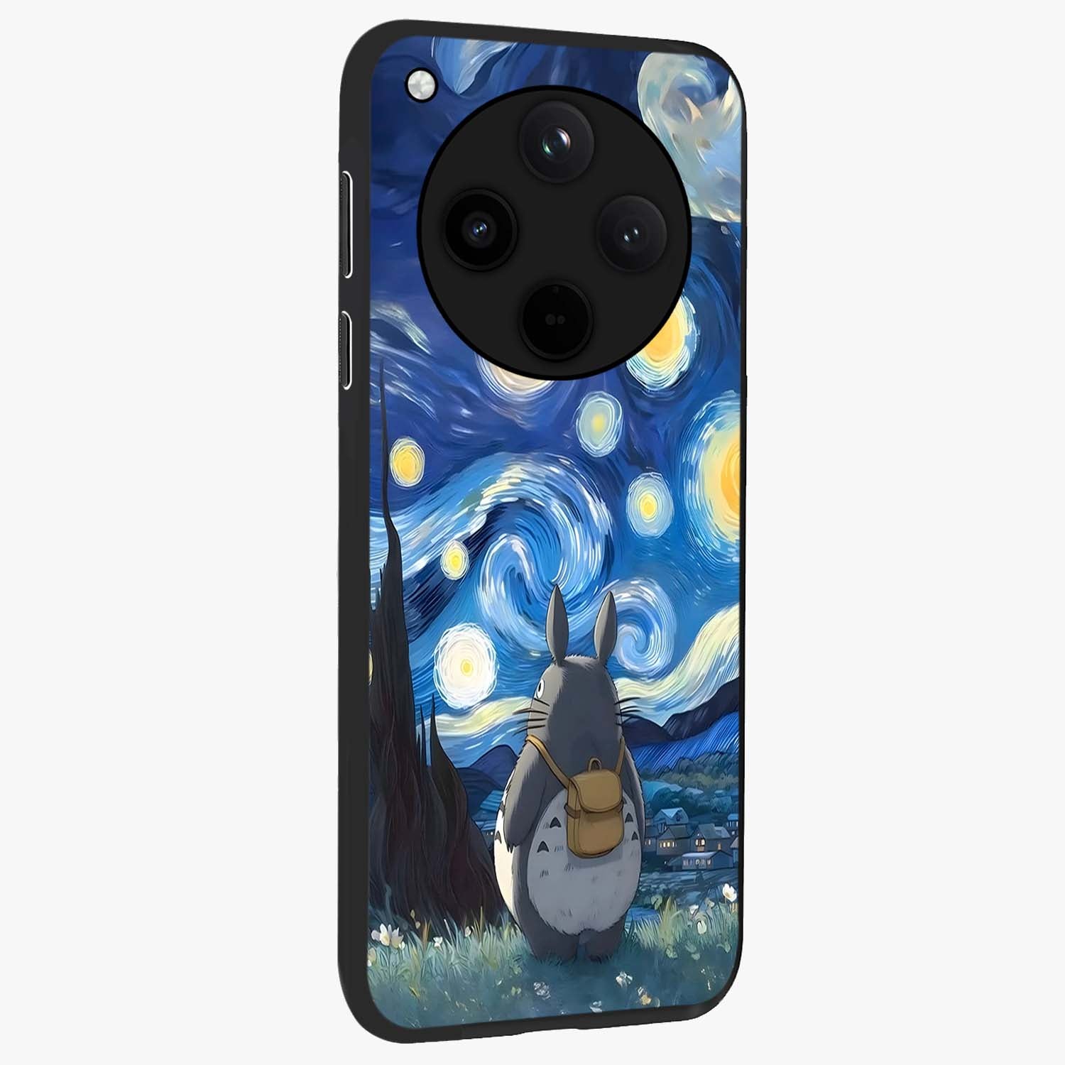 Totoro In Van Gogh Art Glass Case upright view showcasing creative character artwork with painterly artistic theme.