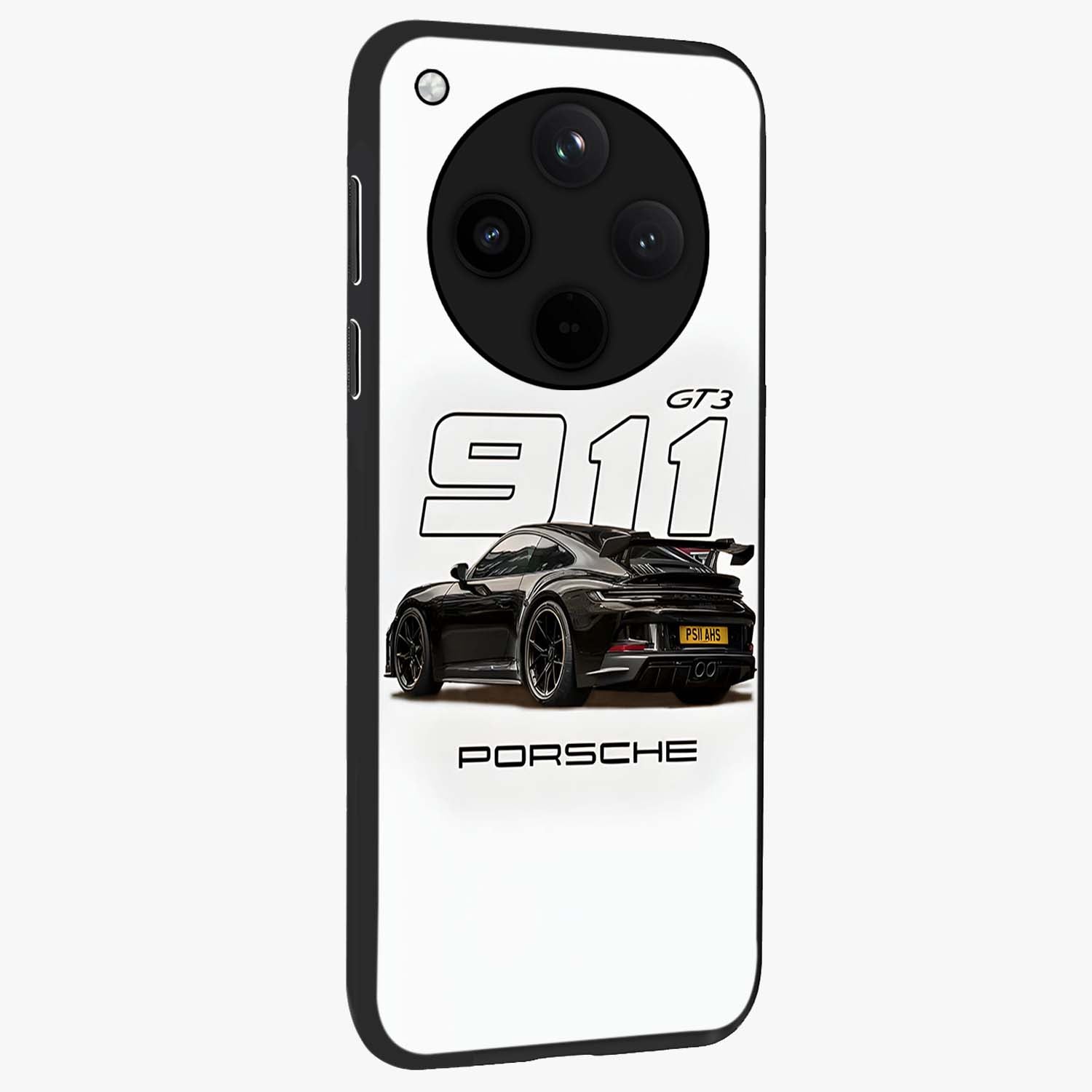 Turbo Legacy Icon Glass Case upright view showcasing bold racing inspired artwork with classic car theme.