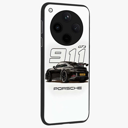Turbo Legacy Icon Glass Case upright view showcasing bold racing inspired artwork with classic car theme.