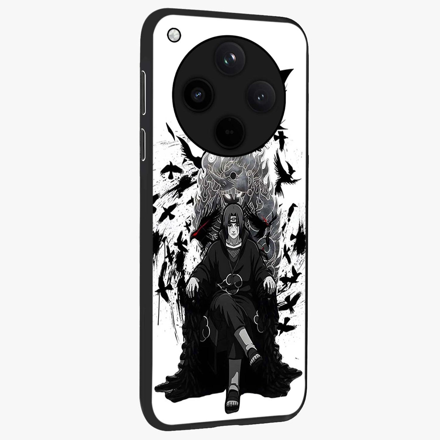 Uchiha Shadow Throne Glass Case upright view showcasing magical underwater galaxy artwork with vibrant cosmic theme.
