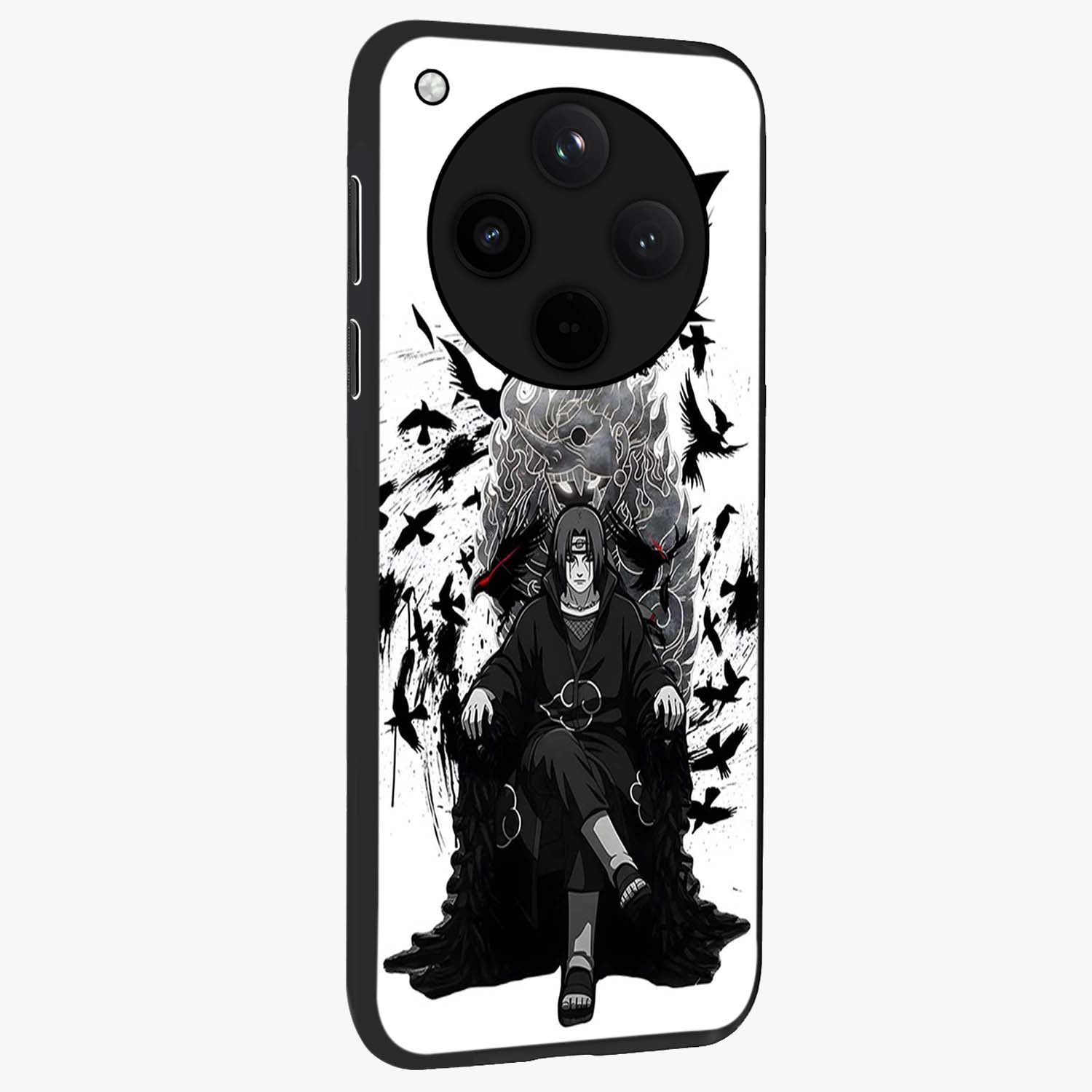 Uchiha Shadow Throne Glass Case upright view showcasing magical underwater galaxy artwork with vibrant cosmic theme.
