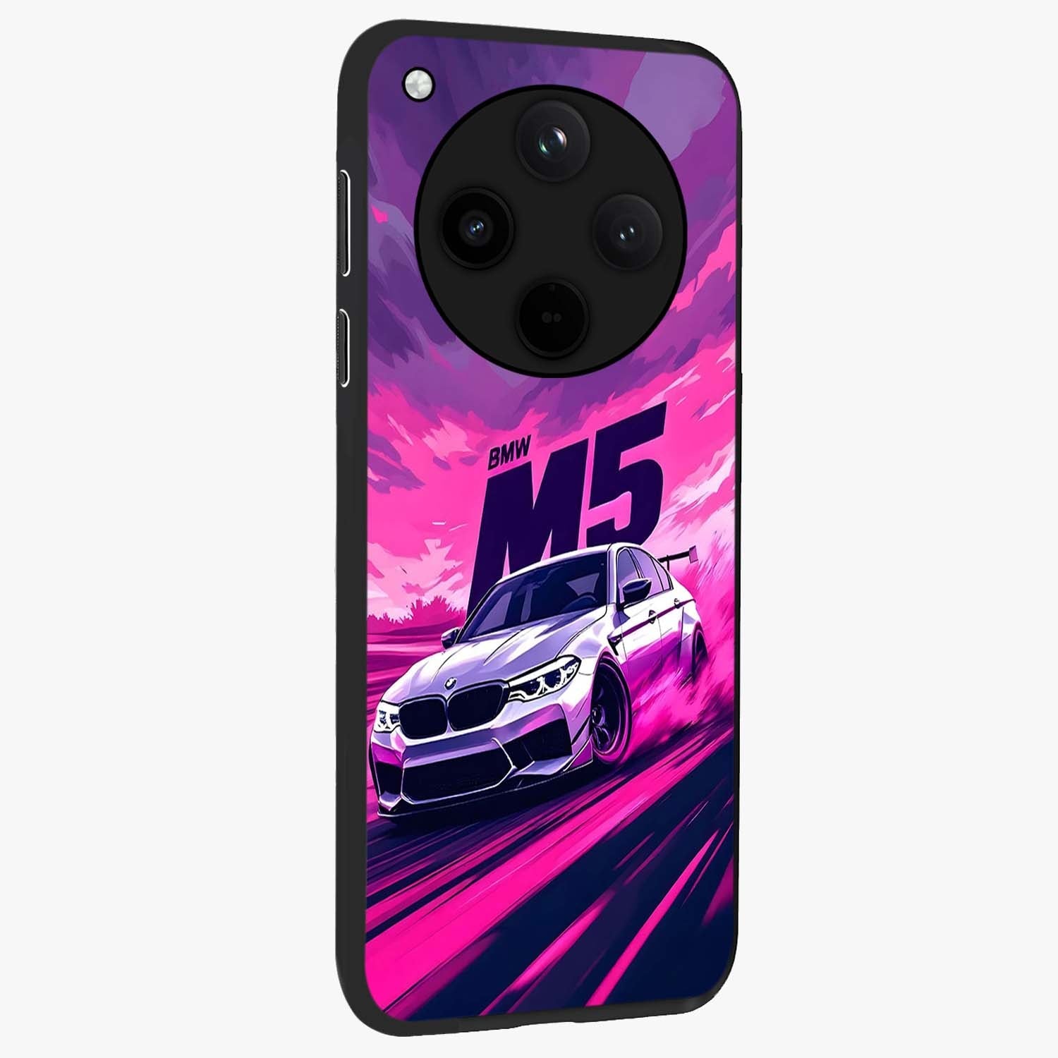 Velocity Drift Pulse Glass Case upright view showcasing powerful racing artwork with energetic motorsport theme.
