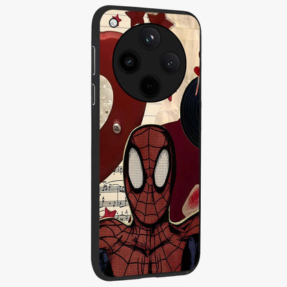 Web Warrior Vibes Glass Case upright view showcasing energetic superhero artwork with bold action theme.