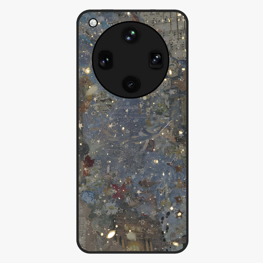 Aesthetic Astrolophia Glass Case showing flat back view with dreamy aesthetic design and glossy glass finish.